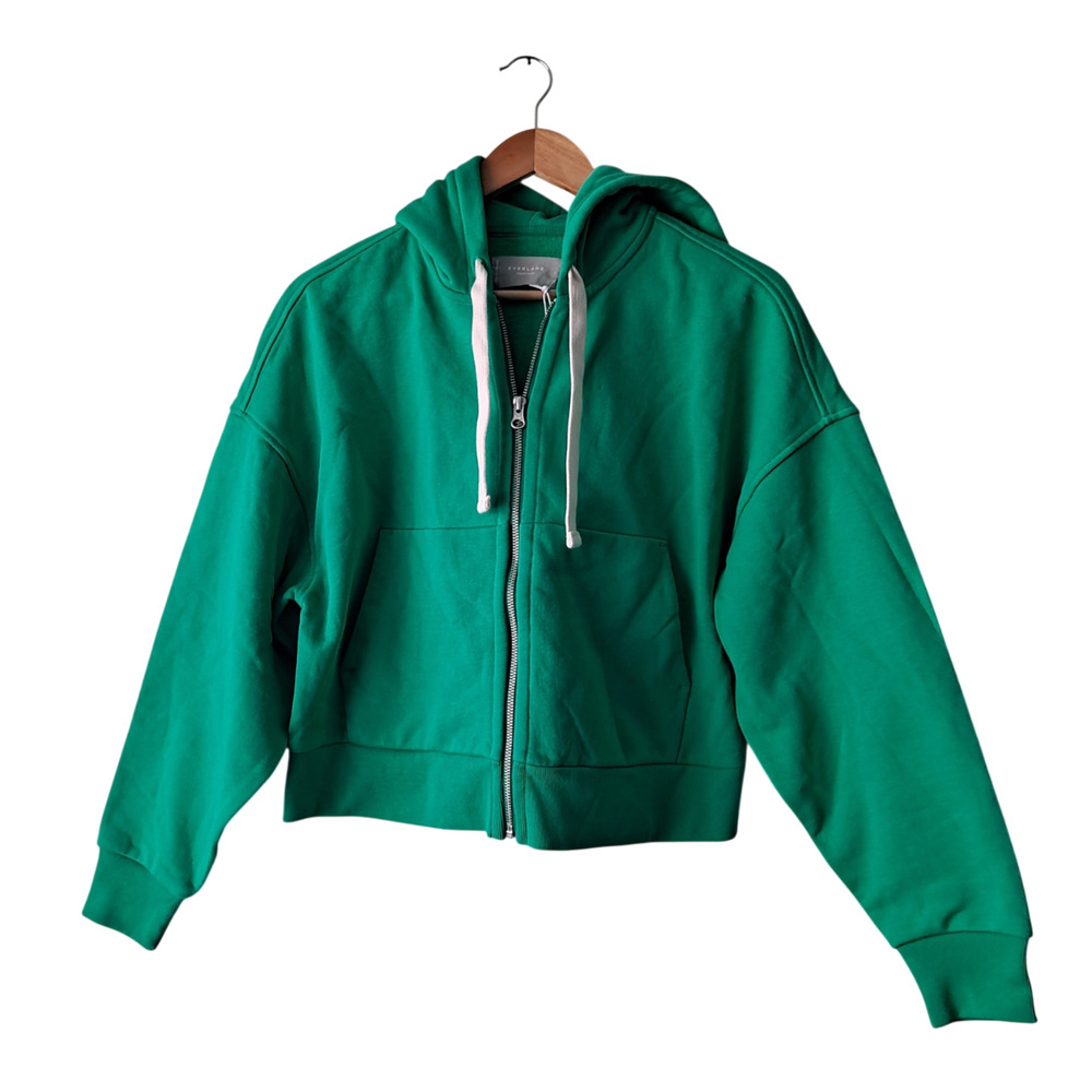 NWT Everlane Track Organic Cotton Hoodie Zip Sweatshirt Mint Green Womens Sz XXS - Picture 2 of 11